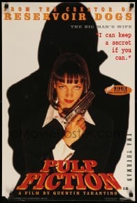 3t172 PULP FICTION English double crown '94 Uma Thurman with gun can keep a secret - if you can!