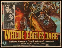 3t005 WHERE EAGLES DARE 22x28 special poster '68 Clint Eastwood, Richard Burton, cool & different!
