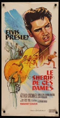 3t584 FOLLOW THAT DREAM French 16x32 '62 different art of Elvis Presley by Boris Grinsson!