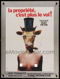 3t574 PROPERTY IS NO LONGER A THEFT French 23x30 '74 wild image of naked woman with cow head!