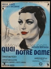 3t575 QUAI NOTRE DAME French 23x32 '61 Jacques Berthier's Quai Notre Dame, cool Carnoy artwork!