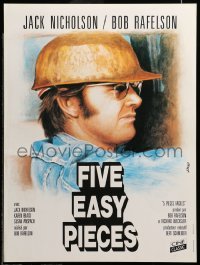 3t612 FIVE EASY PIECES French 16x21 R80s close up art of Jack Nicholson, directed by Bob Rafelson!