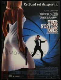 3t634 LIVING DAYLIGHTS French 16x21 '87 Tim Dalton as James Bond & sexy Maryam d'Abo w/gun!