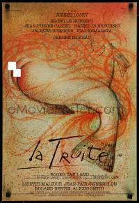 3t666 TROUT French 16x23 '82 Joseph Losey's La Truite, wild erotic fish artwork by Andre Francois!