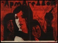 3t455 ARMAGEDDON Russian 20x27 '62 cool different Isaev artwork of woman in peril!