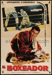 3t184 EL BOXEADOR Spanish '60 cool Jano art of boxers fighting in the ring + guy tearing up papers