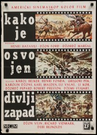 3t335 HOW THE WEST WAS WON Yugoslavian 20x28 '64 John Ford epic, cool montage of epic scenes!