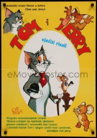 3t367 TOM & JERRY Yugoslavian 19x27 '60s MGM cartoon, cool images of the characters!