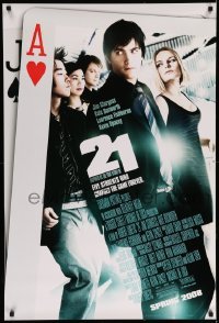 3w014 21 advance DS 1sh '08 Jim Strugess, Kevin Spacey, Kate Bosworth, blackjack, gambling!