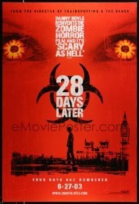 3w015 28 DAYS LATER teaser DS 1sh '03 Danny Boyle, Cillian Murphy vs. zombies in London!