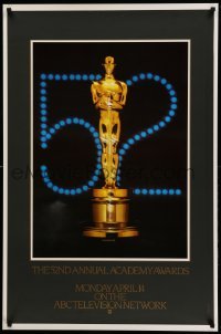 3w001 52ND ANNUAL ACADEMY AWARDS 1sh '80 ABC, great image of golden Oscar statuette!