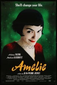 3w044 AMELIE 1sh '01 Jean-Pierre Jeunet, great close up of Audrey Tautou!