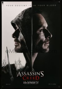 3w061 ASSASSIN'S CREED style C teaser DS 1sh '16 images of Michael Fassbender & the Hidden Blade!