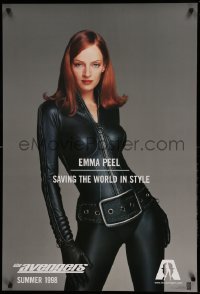 3w066 AVENGERS teaser 1sh '98 sexy Uma Thurman as Emma Peel - saving the world in style!