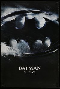 3w088 BATMAN RETURNS int'l Spanish language teaser 1sh '92 Burton, Keaton, image of the bat symbol!