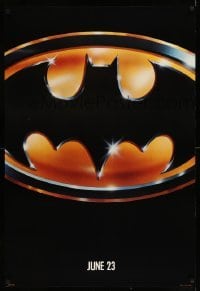 3w079 BATMAN teaser 1sh '89 directed by Tim Burton, cool image of Bat logo, matte finish!
