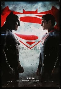 3w094 BATMAN V SUPERMAN teaser DS 1sh '16 Ben Affleck and Henry Cavill in title roles facing off!