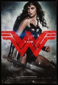 3w098 BATMAN V SUPERMAN teaser DS 1sh '16 great image of sexiest Gal Gadot as Wonder Woman!