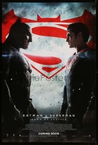 3w090 BATMAN V SUPERMAN int'l advance DS 1sh '16 Ben Affleck and Cavill in title roles facing off!