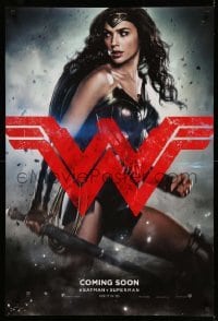 3w092 BATMAN V SUPERMAN int'l teaser DS 1sh '16 great image of sexiest Gal Gadot as Wonder Woman!