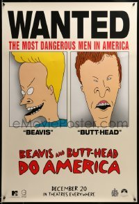 3w106 BEAVIS & BUTT-HEAD DO AMERICA teaser 1sh '96 Mike Judge, most dangerous men in America!