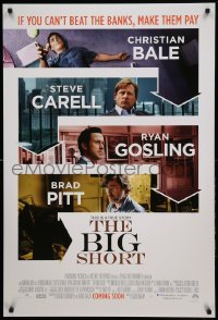 3w117 BIG SHORT int'l advance DS 1sh '15 Christian Bale, Steve Carell, Ryan Gosling, Brad Pitt!