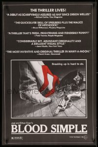 3w132 BLOOD SIMPLE 24x37 1sh '85 Joel & Ethan Coen, Frances McDormand, cool film noir gun image!