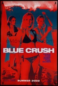 3w136 BLUE CRUSH teaser 1sh '02 Michelle Rodriguez, Kate Bosworth in bikini, cool red image!