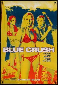 3w137 BLUE CRUSH teaser 1sh '02 Michelle Rodriguez, Kate Bosworth in bikini, cool yellow image!