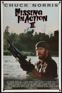 3w145 BRADDOCK: MISSING IN ACTION III int'l 1sh '88 great image of Chuck Norris w/ M-60 machine gun