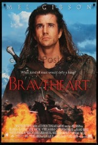 3w147 BRAVEHEART style B int'l DS 1sh '95 cool image of Mel Gibson as William Wallace!