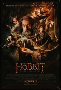 3w401 HOBBIT: THE DESOLATION OF SMAUG advance DS 1sh '13 Peter Jackson directed, cool cast montage!