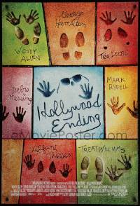 3w402 HOLLYWOOD ENDING DS 1sh '02 Woody Allen, concrete shoe & hand imprints of main cast!