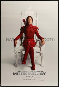 3w418 HUNGER GAMES: MOCKINGJAY - PART 2 teaser DS 1sh '15 image of Jennifer Lawrence in red outfit!