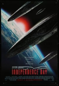 3w434 INDEPENDENCE DAY style B advance 1sh '96 great image of alien ships coming to Earth!