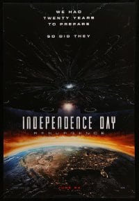 3w436 INDEPENDENCE DAY RESURGENCE style A teaser DS 1sh '16 Monroe, King, spaceship over earth!