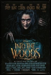 3w449 INTO THE WOODS advance DS 1sh '14 Disney, cool fantasy image of Meryl Streep as witch!