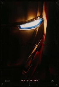 3w454 IRON MAN teaser DS 1sh '08 Robert Downey Jr. is Iron Man, cool close-up of mask!
