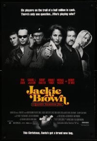 3w457 JACKIE BROWN advance 1sh '97 Quentin Tarantino, Santa's got a brand new bag, top cast!