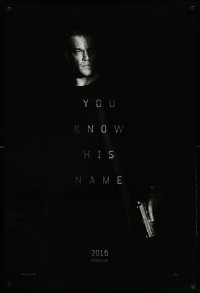 3w463 JASON BOURNE teaser DS 1sh '16 cool full-length image of Matt Damon in title role with gun!