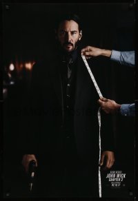 3w468 JOHN WICK CHAPTER 2 teaser DS 1sh '17 Keanu Reeves in the title role with gun being measured!