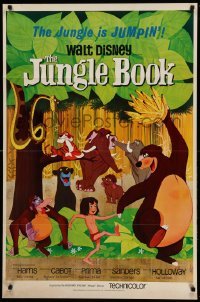 3w472 JUNGLE BOOK 1sh '67 Disney classic, great cartoon image of Mowgli & his friends!