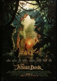 3w471 JUNGLE BOOK advance DS 1sh '16 Walt Disney, Mowgli with Shere Khan, Kaa and more!