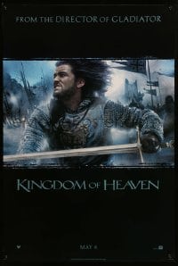 3w481 KINGDOM OF HEAVEN style A teaser DS 1sh '05 great close image of Orlando Bloom in action!