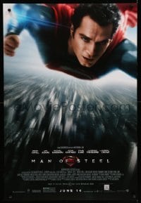 3w563 MAN OF STEEL advance DS 1sh '13 Henry Cavill in the title role as Superman flying!