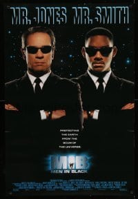 3w587 MEN IN BLACK int'l DS 1sh '97 Will Smith & Tommy Lee Jones close-up!