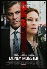 3w605 MONEY MONSTER int'l advance DS 1sh '16 Clooney, Roberts, not every conspiracy is a theory!