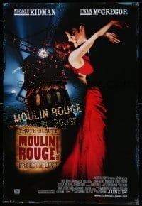 3w612 MOULIN ROUGE style E advance 1sh '01 sexy Nicole Kidman, Ewan McGregor!