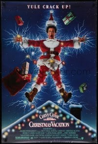 3w629 NATIONAL LAMPOON'S CHRISTMAS VACATION DS 1sh '89 Consani art of Chevy Chase, yule crack up!