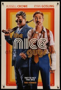 3w636 NICE GUYS teaser DS 1sh '16 great image of Ryan Gosling and Russell Crowe with shotgun!